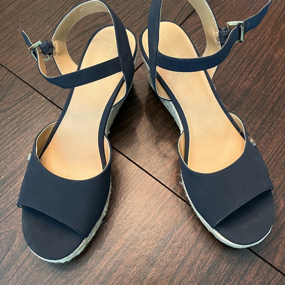 Tommy Hilfiger Navy Wedge Sandals